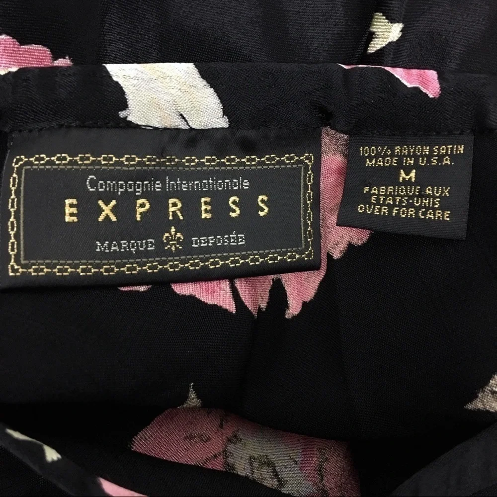 EXPRESS Skirt Vintage 90s Y2K Floral Silky Satin Shiny Fairy Core Size Medium